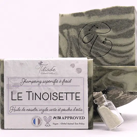 Le Tinoisette - Shampoing solide ortie et huile de noisette saponifié à froid