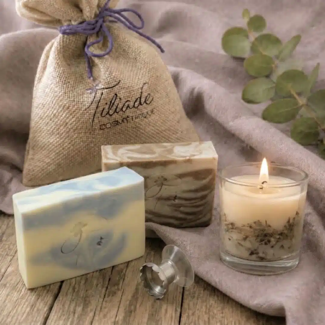 Grand pochon cadeau : savon, shampoing et porte-savon
