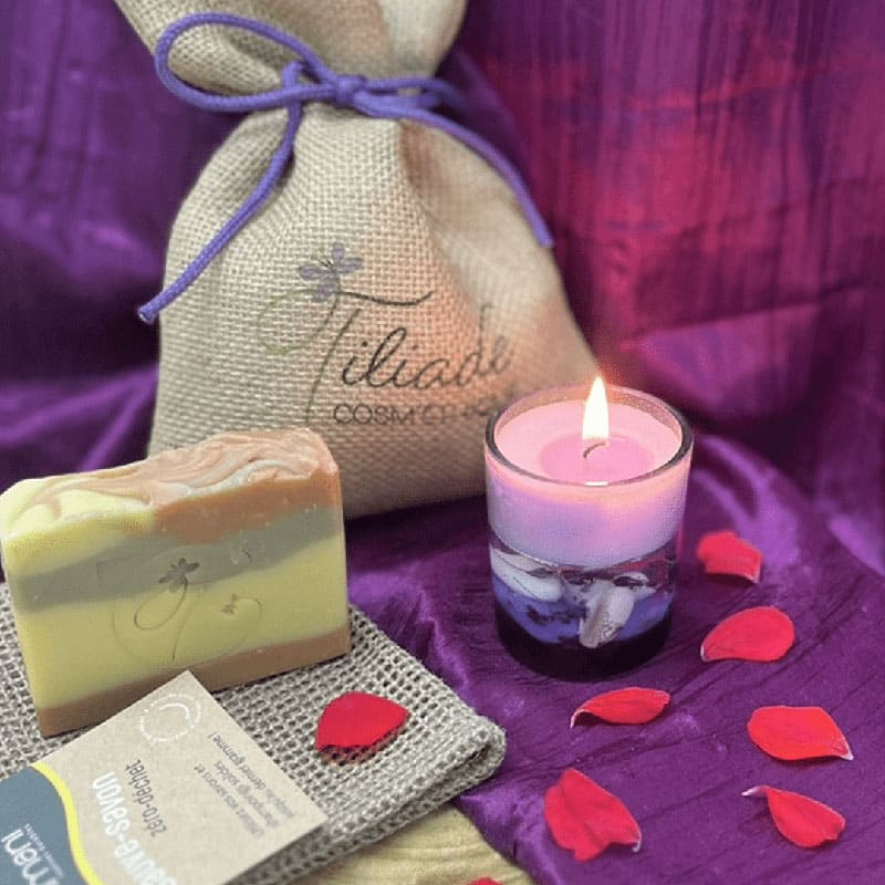 Petit pochon cadeau : savon et sauve-savon