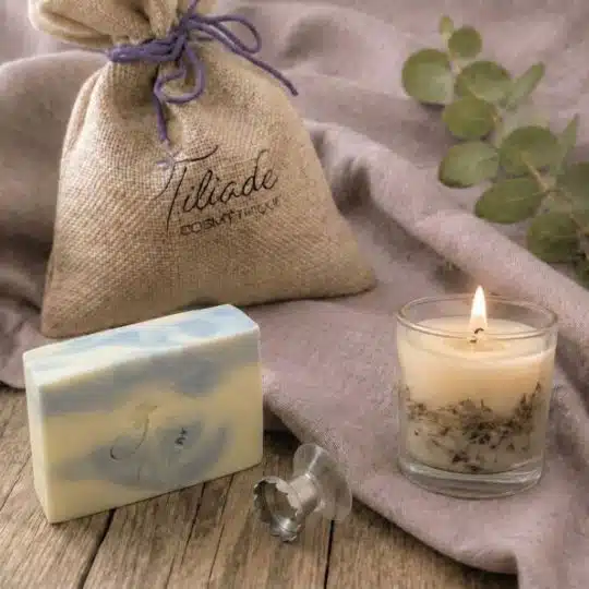 Petit pochon cadeau : savon et porte-savon